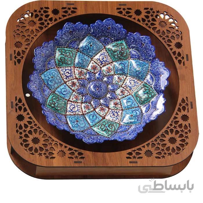 بشقاب میناکاری جعبه چوبی ارتفاع 30 سانتی متر کد BT 9