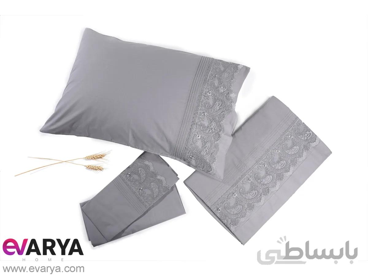 ست کامل ملحفه بدون کش دو نفره برند Jolly Home طرح Gri شش تکه
