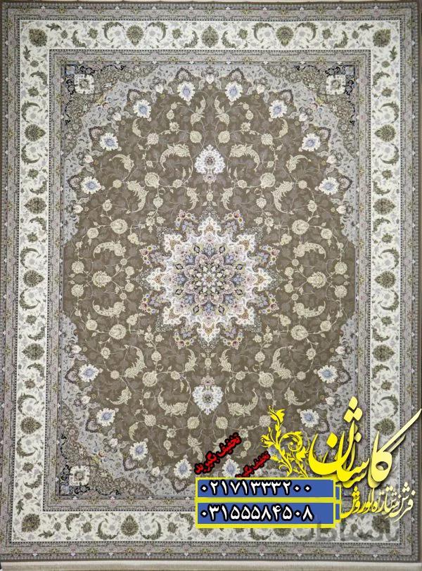فرش کاشان 1500 شانه نقشه اصفهان دودی برجسته