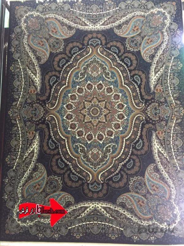 فرش کاشان طرح روژان سرمه ای