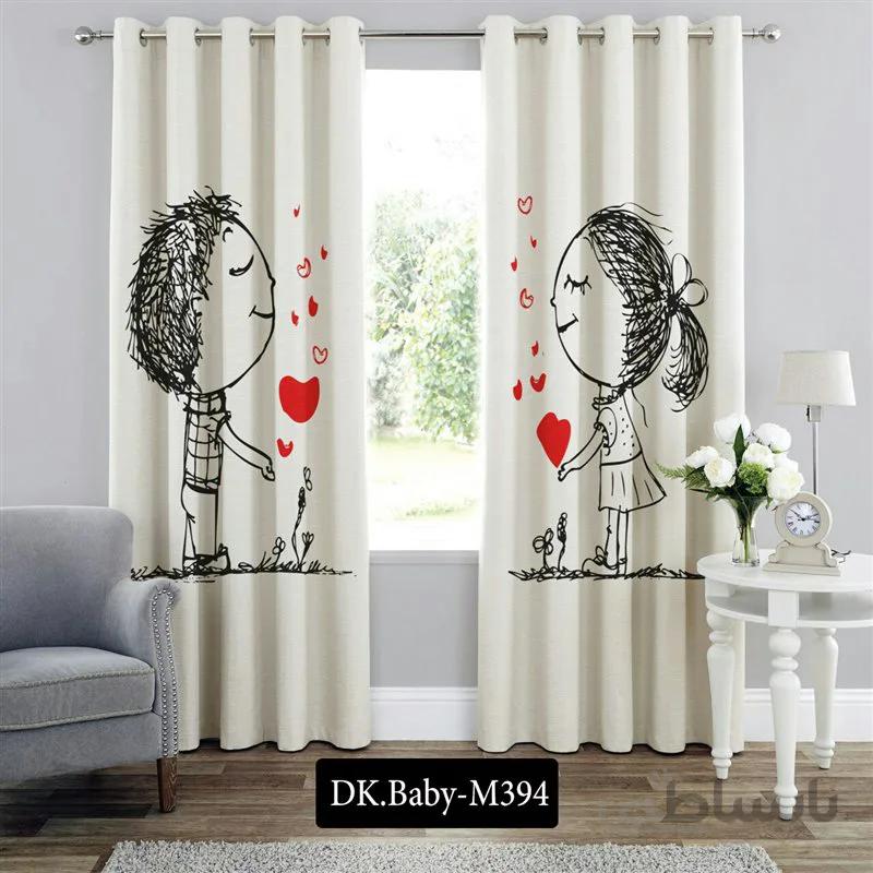 پرده پانچی (هازان و مخمل)کد DK.Baby.M394 طرح نوزادی بچه های عاشق