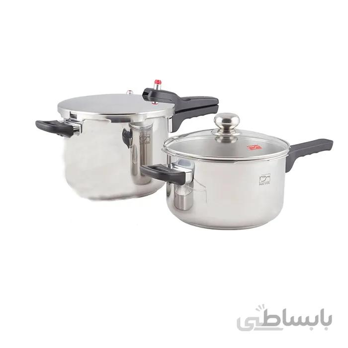 زودپز دوقلو پارس استیل 4.5لیتر و 6لیتر با درب پیرکس