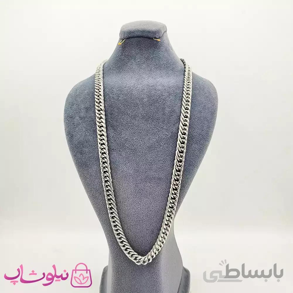 گردنبند مردانه کارتیه استیل نقره ای کد 2482