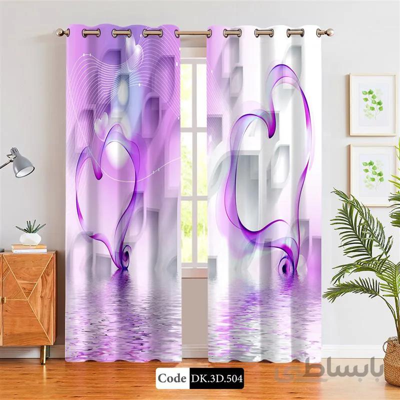 پرده پانچی (هازان و مخمل)کد DK.3D.504 طرح سه بعدی قلب در آب