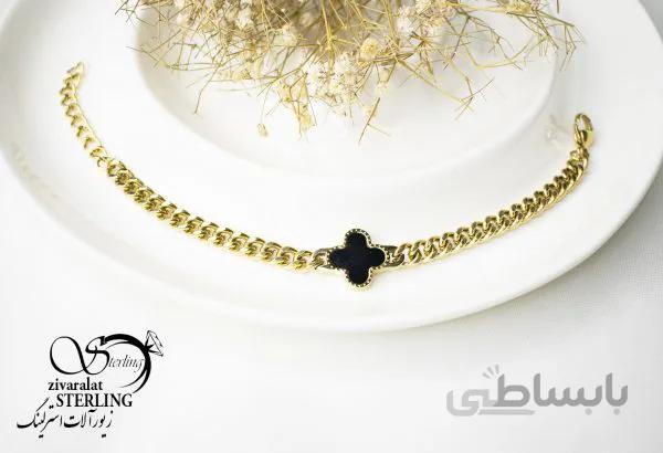 دستبند استیل زنانه ونکلیف نگین مشکی