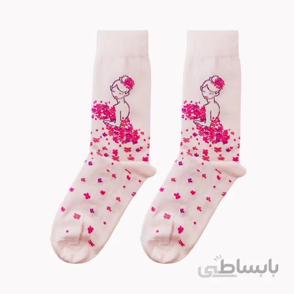 جوراب ساقدار زنانه نخی با طرح دختر بهار کد ph624