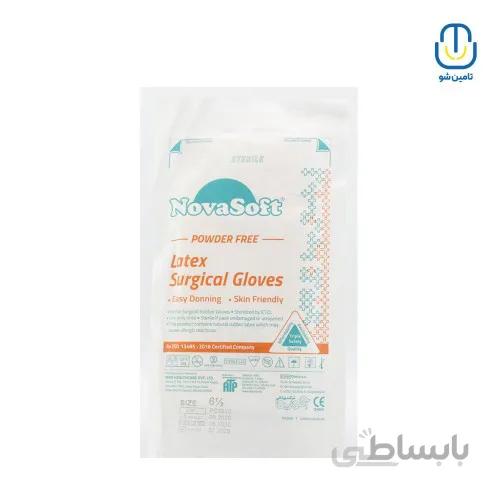 دستکش جراحی بدون پودر نوا سایز ۶/۵ ا Nova powderless surgical gloves size 6/5
