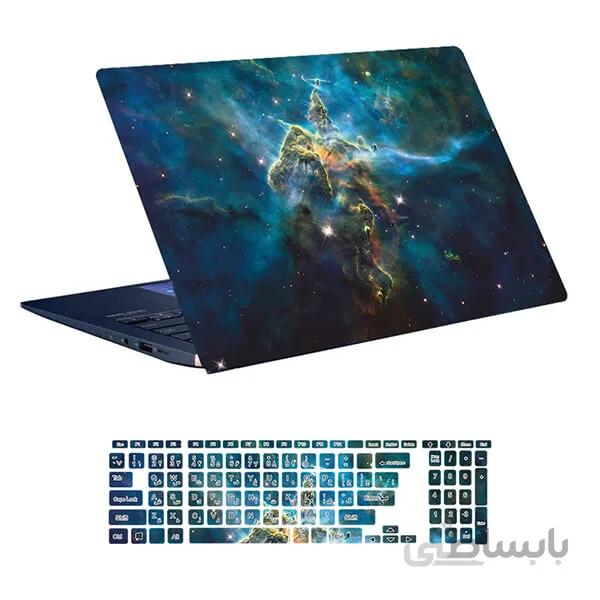 اسکین لپ تاپ طرح Space کد ۱۴۳ به همراه استیکر کیبورد