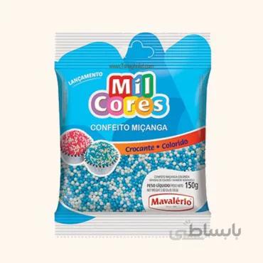 ترافل رنگی ماوالریو میل کورس تزیینی مدل توپی آبی سفید بدون گلوتن