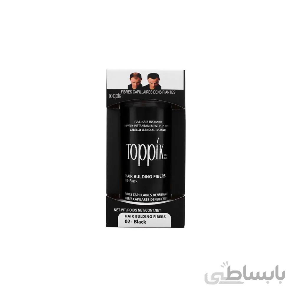 پودر پرپشت کننده مو تاپیک هیر فیلر کد 02 وزن 50 گرم رنگ مشکی