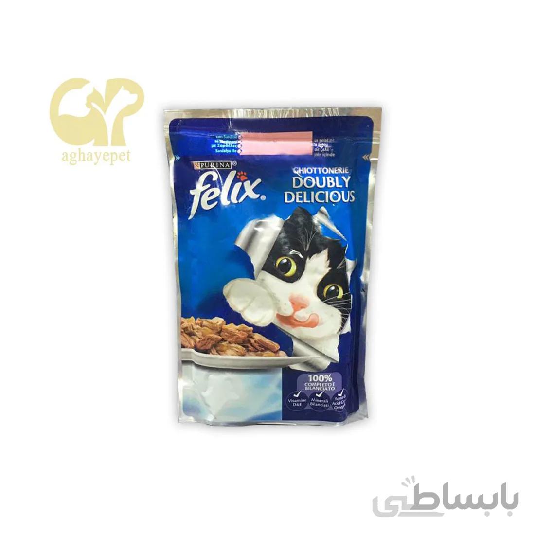 پوچ گربه فلیکس طعم سالمون - felix