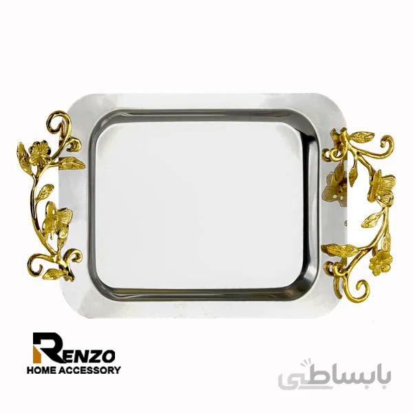 سینی استیل دسته گل ارکیده و پروانه