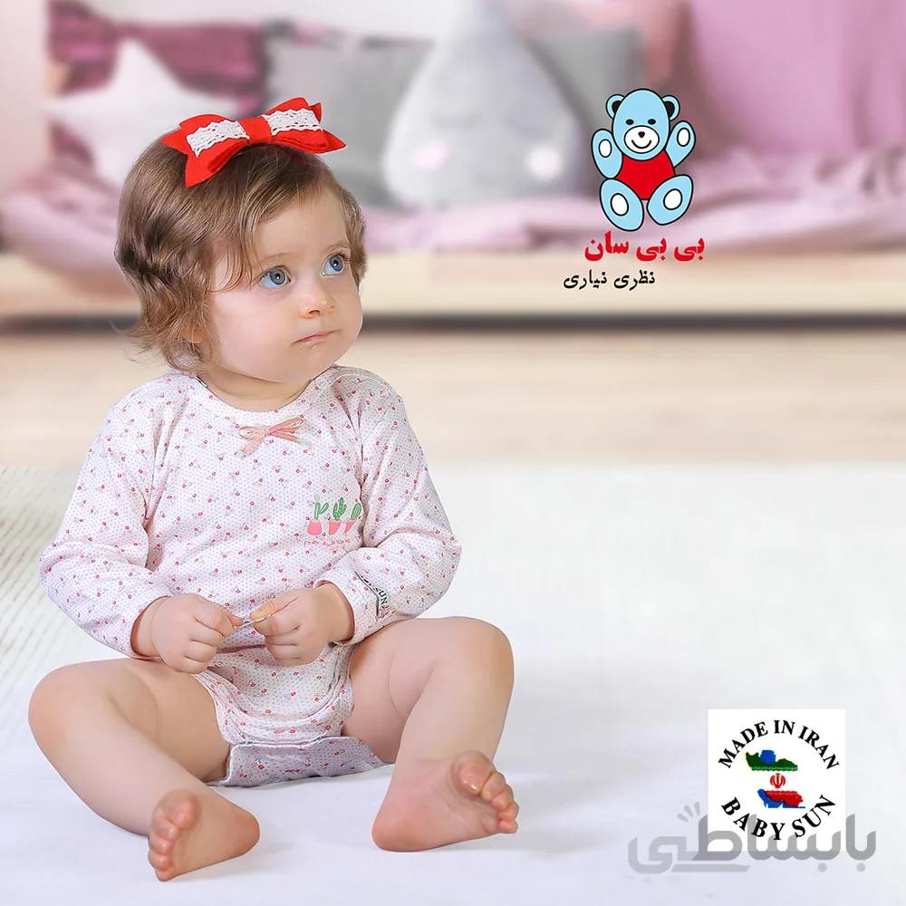 زیردکمه آستین بلند نوزادی بی بی سان طرح کاکتوس