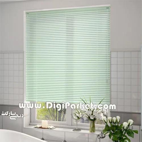 پرده کرکره فلزی سبز کمرنگ ساده ۲۵ میلیمتری P34