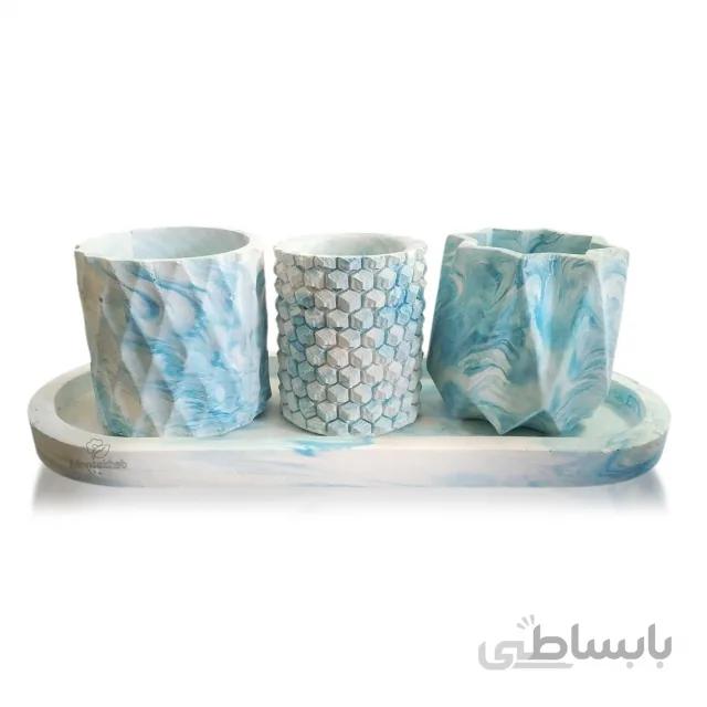 گلدان سیمانی 4 تکه متوسط ارتفاع 8.5 سانتیمتر