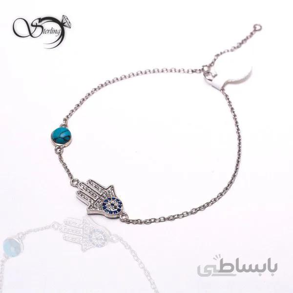 دستبند نقره زنانه طرح دست کد:۱۴۰۷