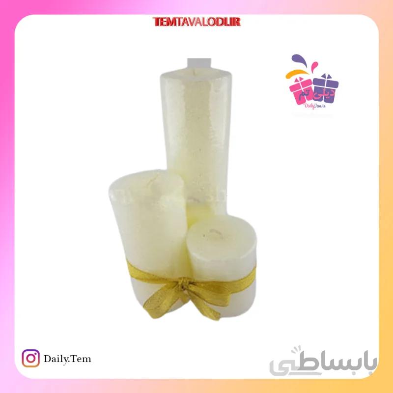 شمع استوانه اکلیلی سه سایز سفید