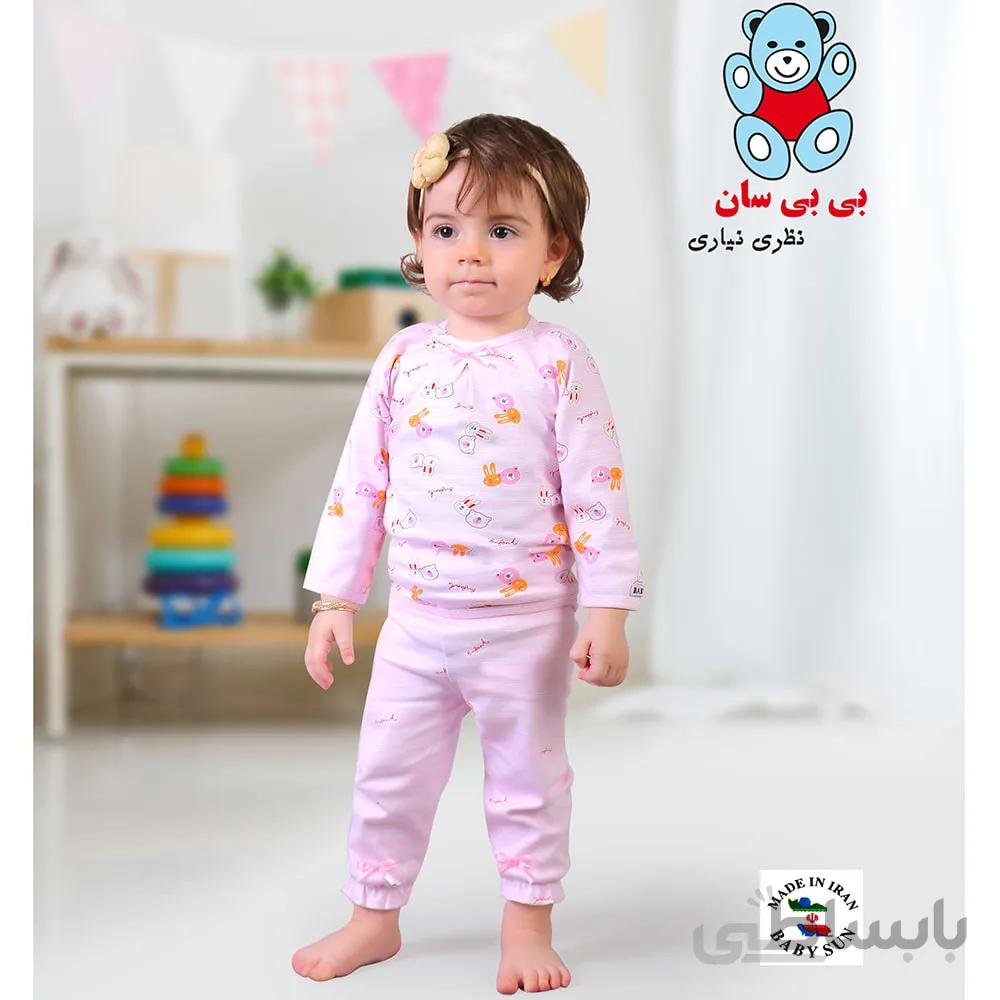 ست تی شرت آستین بلند و شلوار نوزادی بی بی سان طرح خرگوش و خرس