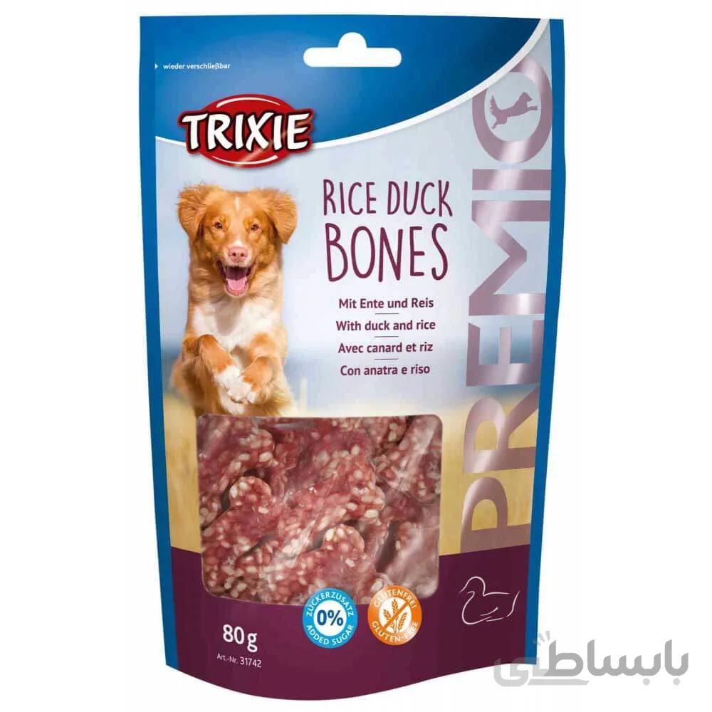 تشویقی سگ تریکسی مدل Rice Duck Bones وزن 80 گرم ا Trixie Rice Duck Bones 80g