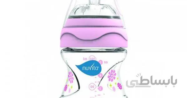 شیشه شیر ضدنفخ 150 میل صورتی نوویتا Nuvita