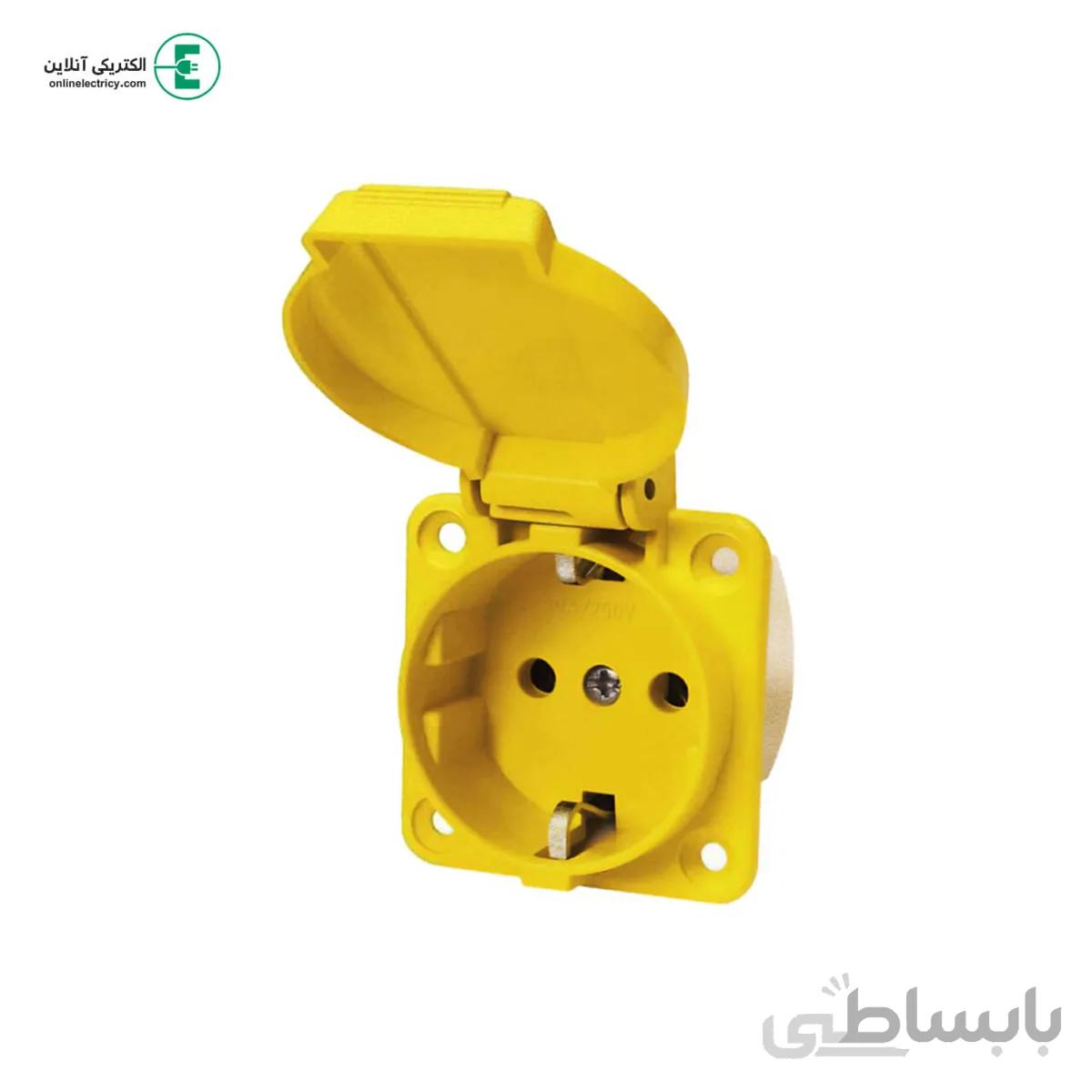 پریز دربدار تکفاز تابلویی زرد پارت الکتریک