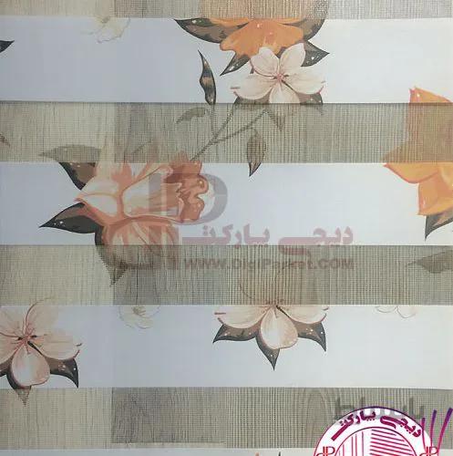 پرده زبرا گل ارکیده نارنجی