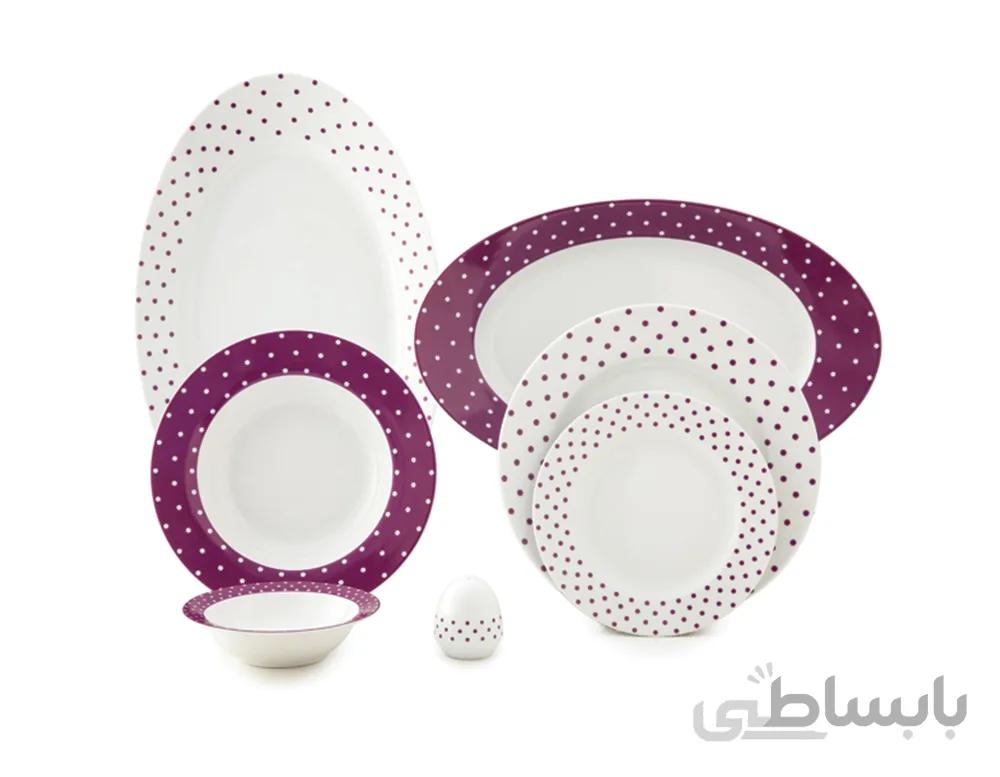 سرویس چینی 6 نفره زرین طرح اسپاتی بنفش ا کدکالا 3836