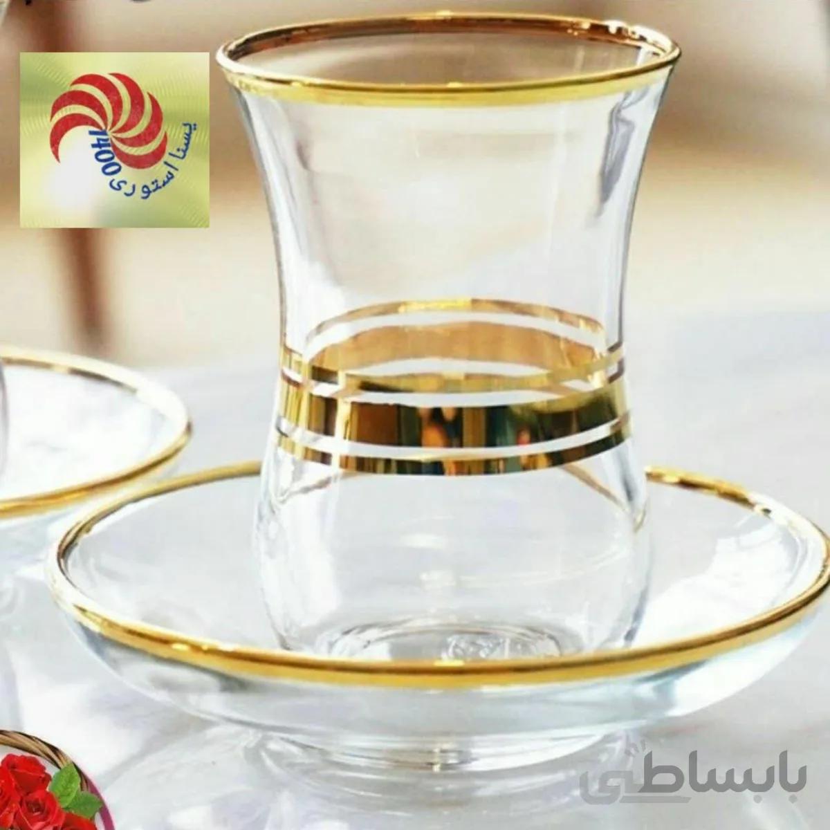 استکان کمر باریک لب طلایی