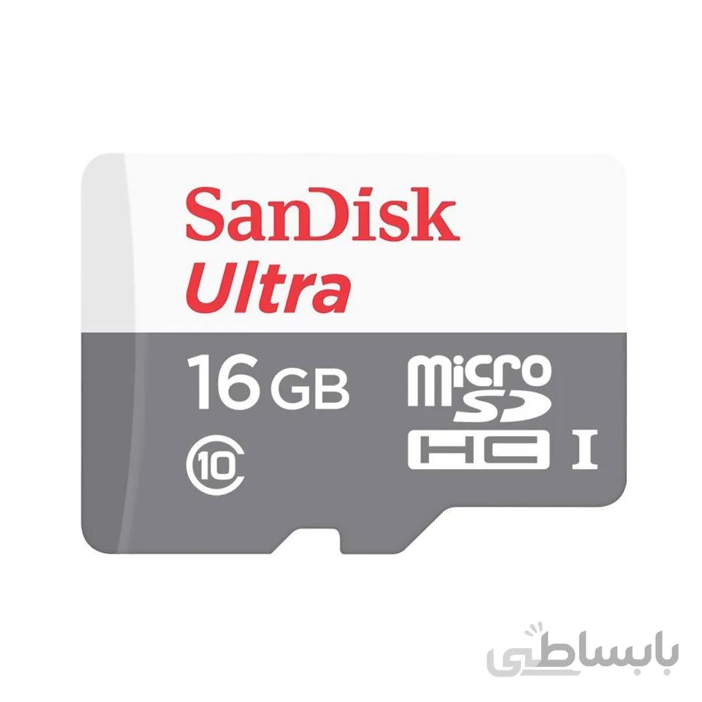 کارت حافظه microSDHC سن دیسک مدل Sandisk Ultra کلاس 10 استاندارد UHS I U1 سرعت 80MBps 533X ظرفیت 16 گیگابایت در بروزکالا