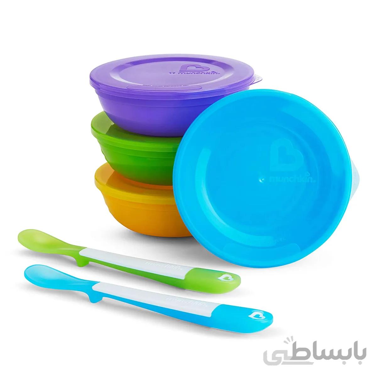ظرف غذای 4 عددی همراه دو عدد قاشق کد 011 مانچکین Munchkin