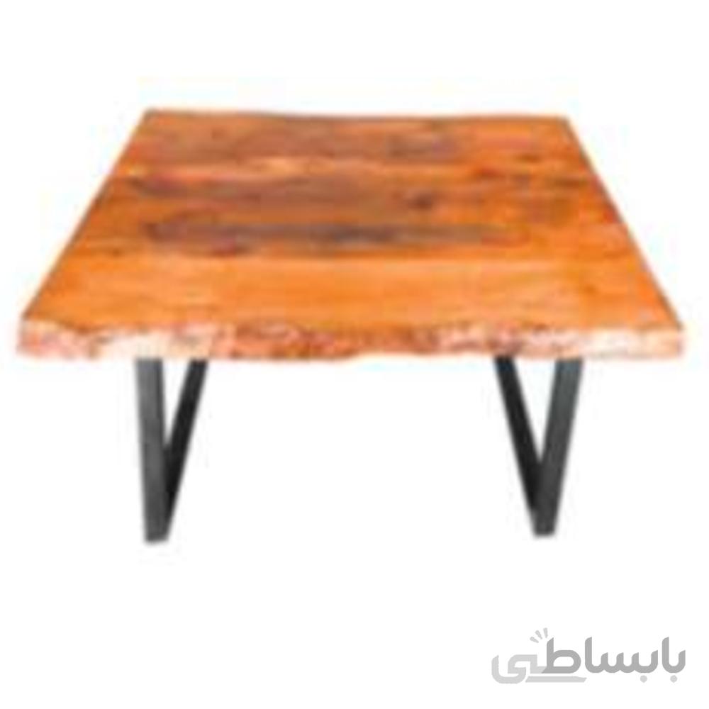 میز روستیک با چوب طبیعی و پایه فلزTR سفارشی استیل هامون
