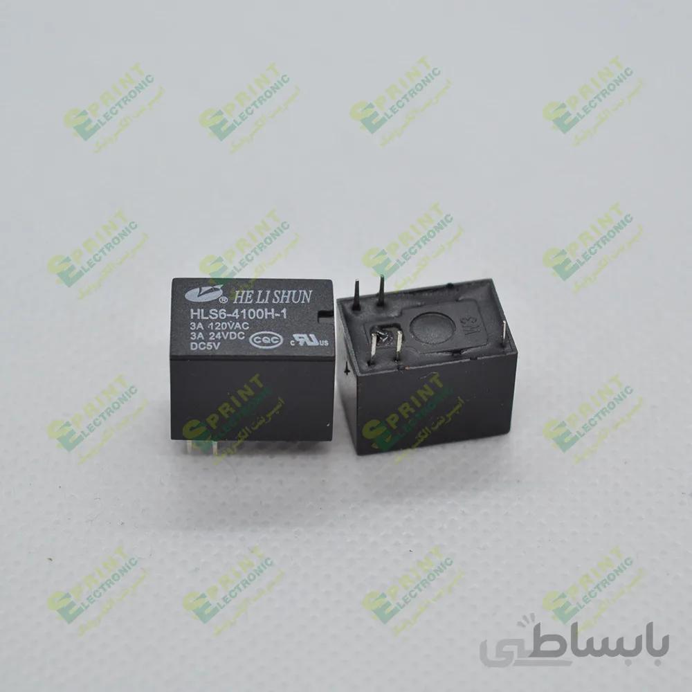 رله 5 ولت مینیاتوری بوبین کنار 5 پایه 3 آمپر HLS6-4100H-1-5VDC