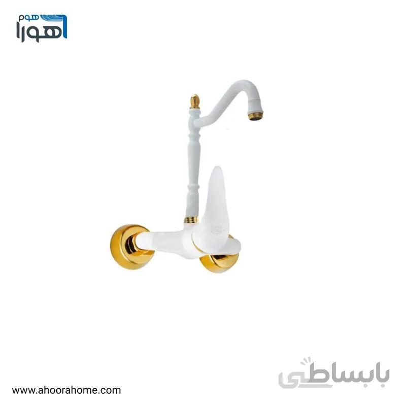 شیر ظرفشويی دیواری مدل رها سفید طلایی