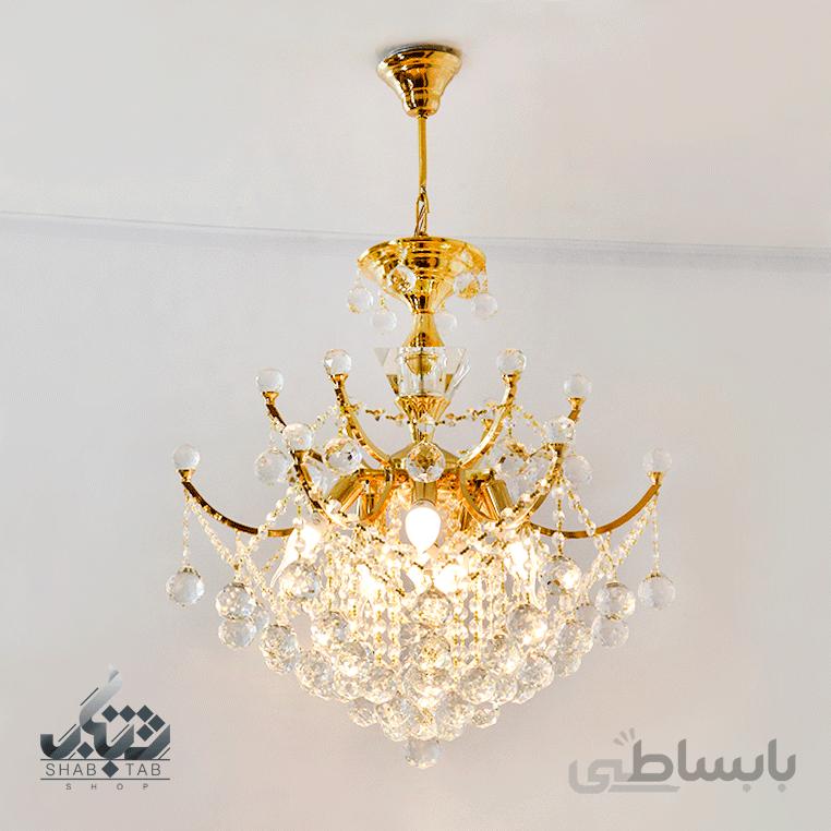 لوستر کریستالی نه شعله 8560 طلایی