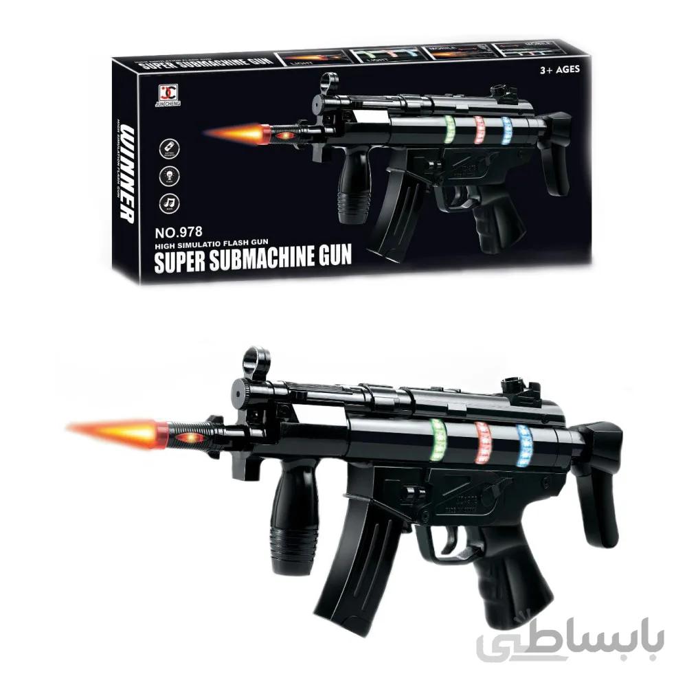 تفنگ اسباب بازی باتری خور موزیکال SUPER SUBMACHINE GUN