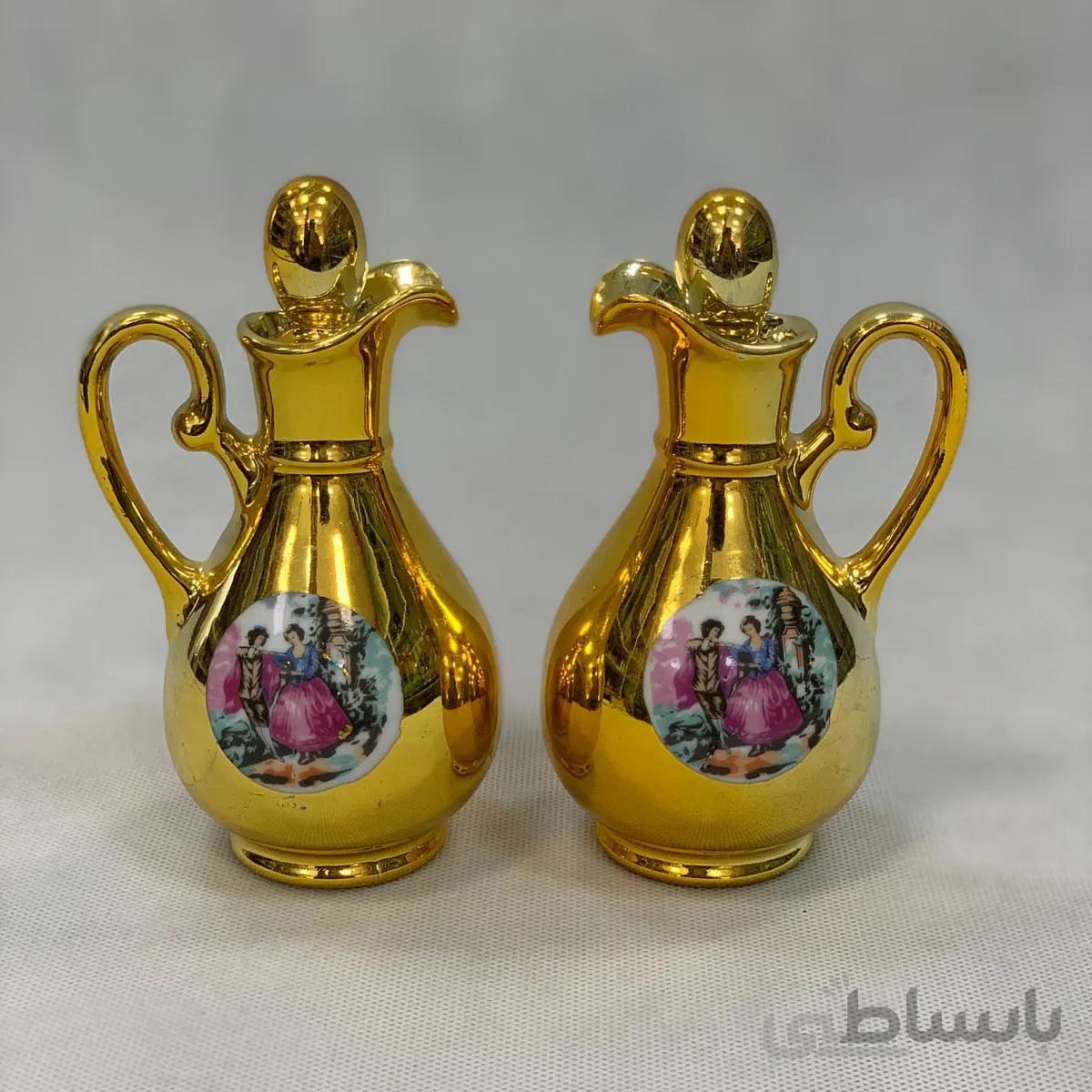 یک جفت ابلیموخوری طلایی دنسی ژاپنی قدیمی ارتفاع 13 کاملا سالم و نو
