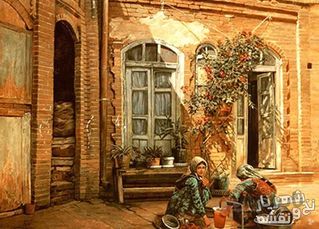 نخ و نقشه تابلو فرش طرح زندگی سنتی