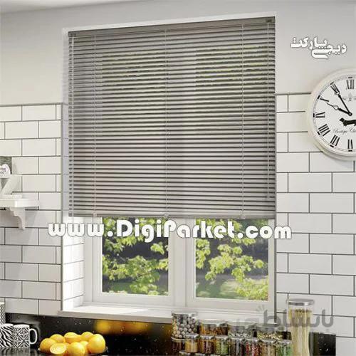 پرده کرکره فلزی طوسی تیره ساده ۲۵ میلیمتری P91