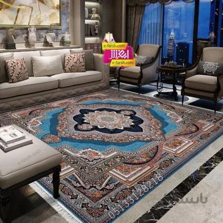 فرش ماشینی آرا مشهد طرح 25592 آبی