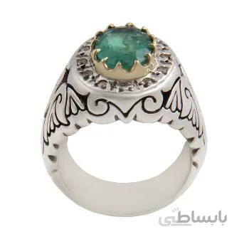انگشتر نقره مردانه مدل زمرد زامبیا کد AM_1608