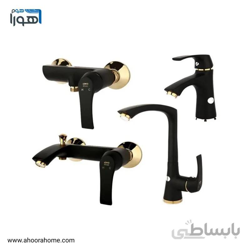 ست شیرآلات راسان مدل لوتوس مشکی RASSAN