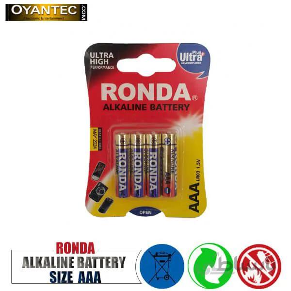 باتری نیم قلمی روندا الکالاین 4 عددی RONDA AAA ا Ronda Ultra Plus Alkaline AAA Battery Pack Of 4