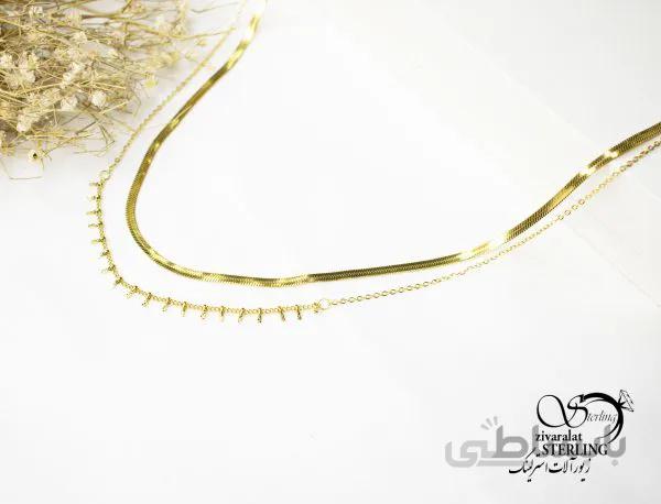گردنبند زنانه استیل دو زنجیره ماری