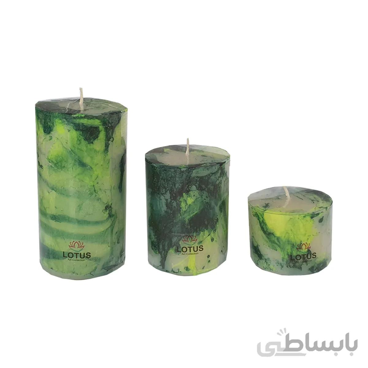 شمع لوتوس طرح دار بسته 3 عددی