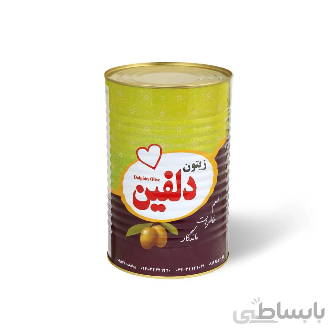 زیتون پرورده ممتاز ترش و یا شیرین دلفین ۴۰۰۰گرمی- حلب ۴کیلویی