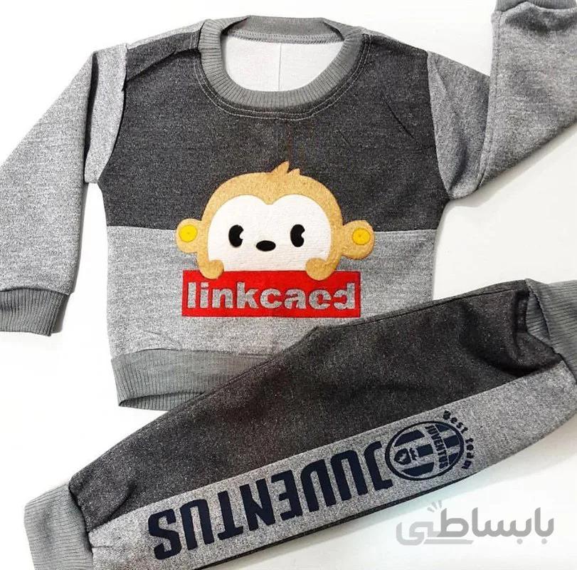 ست بلوز و شلوار بچگانه پسرانه طرح میمون سایز ۹_ ۱۲ ماه و سایز ۴۰ کد 359