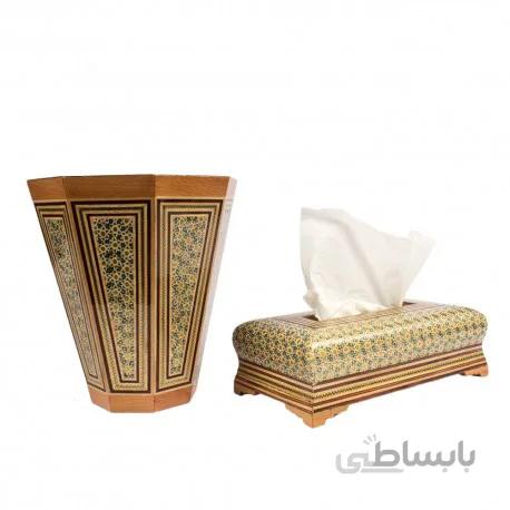 ست سطل و جادستمال کاغذی خاتم کاری
