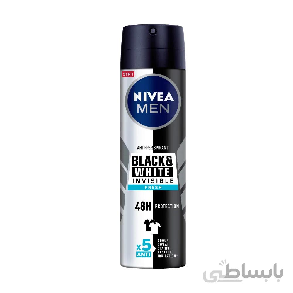 اسپری ضد تعریق مردانه نیوآ مدل Black & White Invisible Fresh حجم ۱۵۰ میل