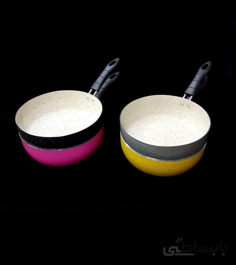 ماهیتابه گرانیتی تک دسته سایز 24 Best ا داری 4 رنگ ( خاکستری -مشکی-زرد-صورتی) و سایز 24