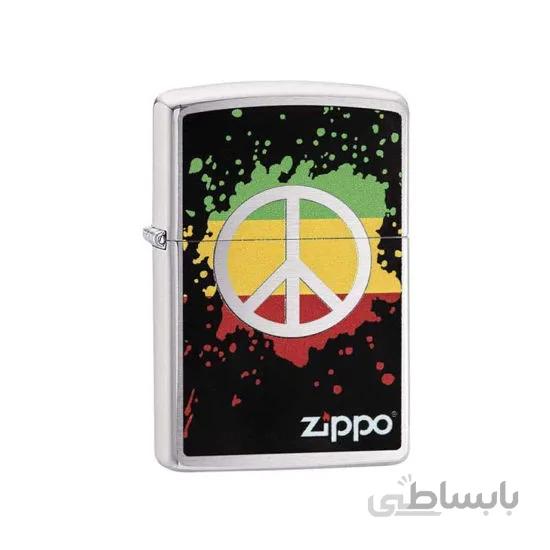 فندک زیپو مدل Zippo Peace Brushed Chrome کد 29606 ا Zippo Peace Brushed Chrome 29606 Lighter